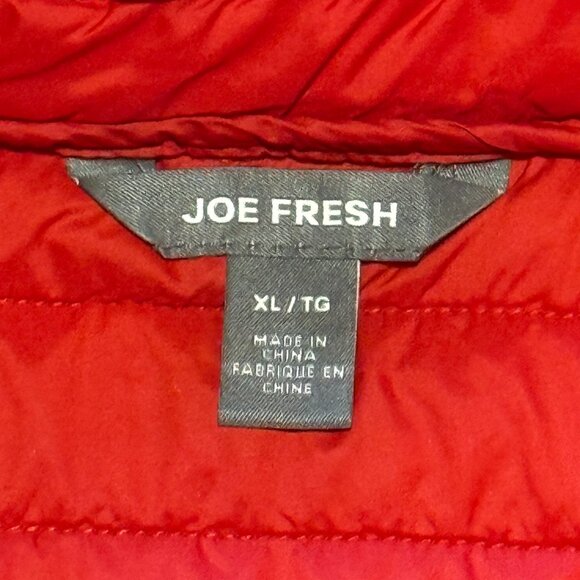 Joe Fresh Women's Red Puffer Jacket XL Quilted Zip Up Warm Fall Outerwear - Picture 4 of 5
